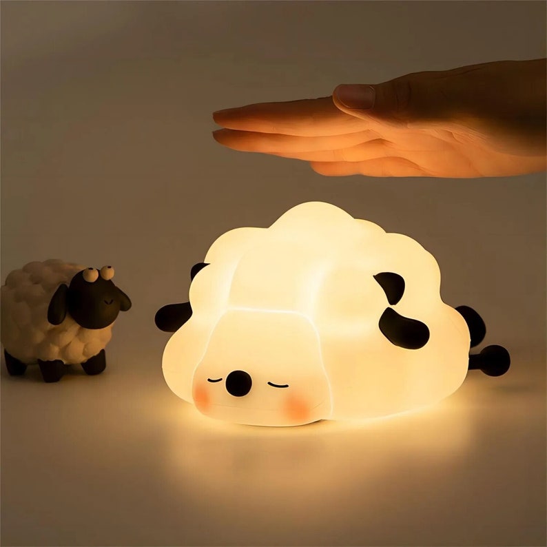 LED-nachtlampje: schattige schapen, panda of konijn-siliconenlamp USB oplaadbaar met timer Nachtkastjedecoratie voor kinderen en baby's Perfecte geboorte afbeelding 9