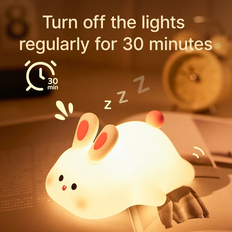 LED-nachtlampje: schattige schapen, panda of konijn-siliconenlamp USB oplaadbaar met timer Nachtkastjedecoratie voor kinderen en baby's Perfecte geboorte afbeelding 3