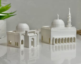 Mini Masjid Light-Up Lanterns, Light Included, Islamic Home Decor, Mosque Ornaments for Ramadan Eid Decorations, 3D Printed Masjid Al-Nabawi