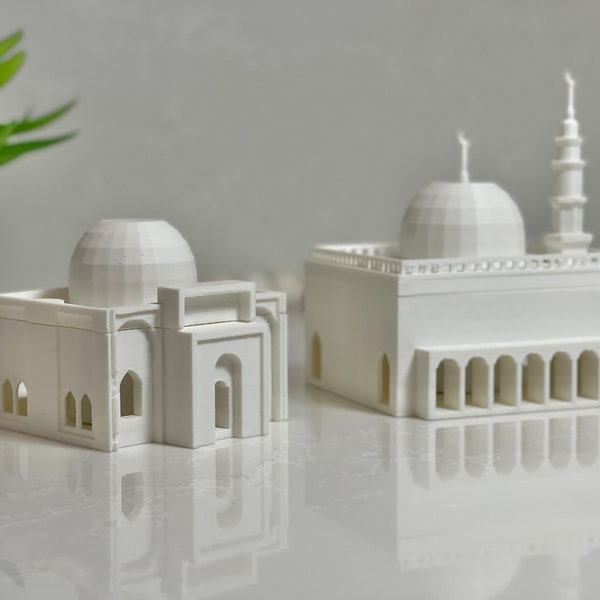 Mini lanternes lumineuses Masjid, Lumière incluse, Décoration d'intérieur islamique, Ornements de mosquée pour l'Aïd du Ramadan, Masjid al-Nabawi imprimé en 3D