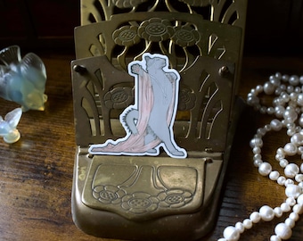 Grijze vinylsticker fancy Cat in Pearls