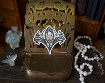 Art nouveau bloemenvinyl sticker