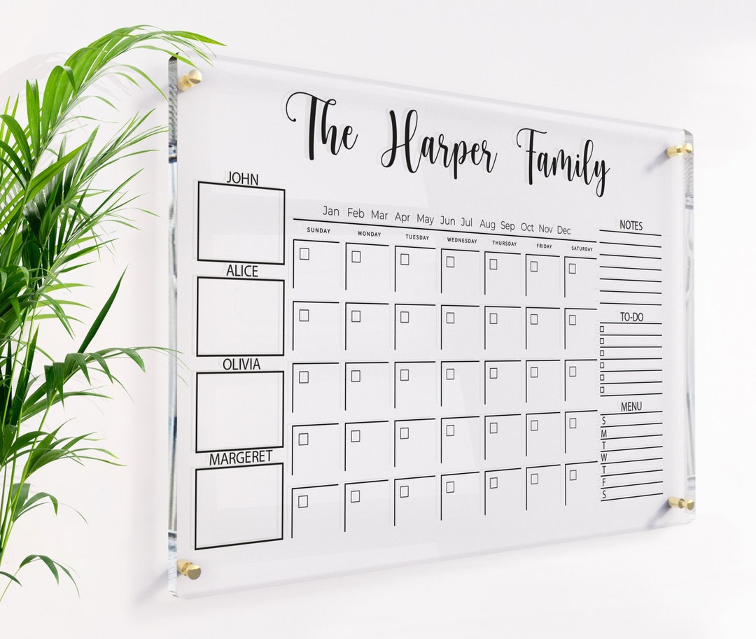 Acrylic Calendar Dry Erase Dry Erase Calendar Dry Erase Weekly