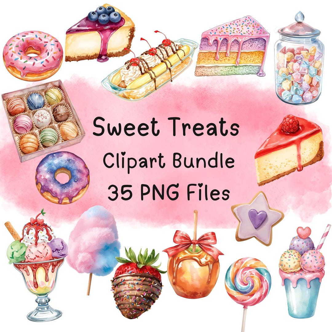 Dessert PNG Clipart Bundle, Watercolor Clipart, Digital Download - Etsy