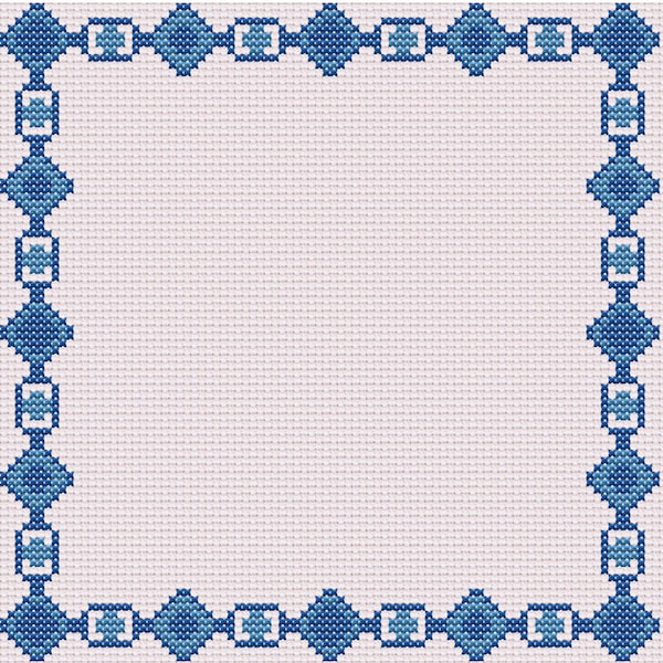 Wedgewood Blue Geometric Border Cross Stitch Pattern