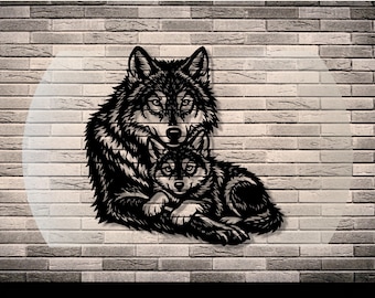 Wolf Pup Metal Wall Art, Laser Cut Steel Wildlife Decor, Rustic Cabin Hanging, Canada