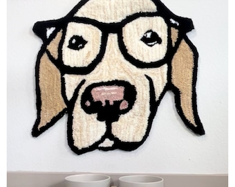 Custom Dog Portrait Rug, Funny Dog Rug, Funny Pet Portrait Art, Handmade Dog Bed, Custom Dog Decor, Gift for Dog Lover, Labrador Art