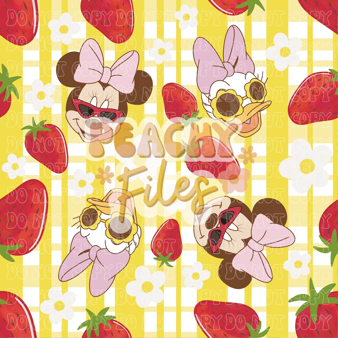 Minnie & Daisy Summer Strawberries Seamless Files - Etsy