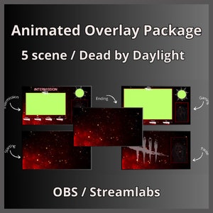 Geanimeerde overlay Overlaypakket Twitch Stream DBD / Dead By Daylight 5 scènes Start-/pauze-/pauze-/gaming-/eindscherm