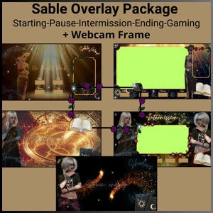 Peut inclure: Un pack de superposition numérique pour le streaming avec un thème de fantasy sombre. Le pack comprend des cadres pour le début, la pause, l'intermission, la fin et le jeu. Le pack comprend également un cadre de webcam avec un fond d'écran vert.