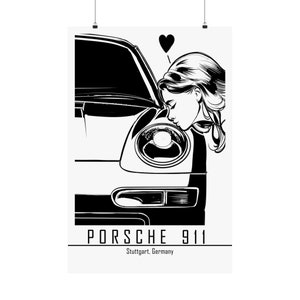 Porsche 911, Pop art, Vintage Porsche, Fathers Day , wall décor, Office wall art, Girlfriend gift, Porsche Carrera, Porsche with girl poster