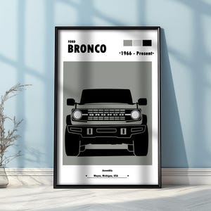 Ford Bronco poster, Ford wall art,  Fathers Day , Birthday gift, wall décor, Gift, Car Poster, vintage poster, Bronco digital download