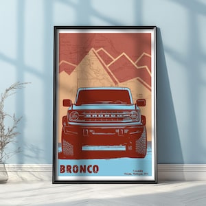 Ford Bronco Poster – Vintage Off-Road Wall Art – Gift for Dad, Man Cave or Airbnb Decor - Bold Decor for Garage, Office, or Cabin