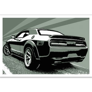Dodge Challenger, Muscle Car Poster, Muscle Car Wall Art, Vintage Car Print, Dodge Stinger, Automotive Gift, Garage or Office Wall Decor