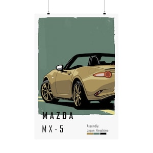 Miata MX-5 Vintage Poster – Minimalist Car Wall Art – Garage or Office Decor – Gift for Car Lovers - Room wall art - Miata fan decoration