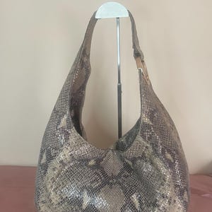 Authentic Michael Kors Purse #064NC Fulton shoulder bag in a python-printed leather