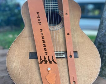 Handmade Leather Guitar Strap: Customizable Gift for Musicians