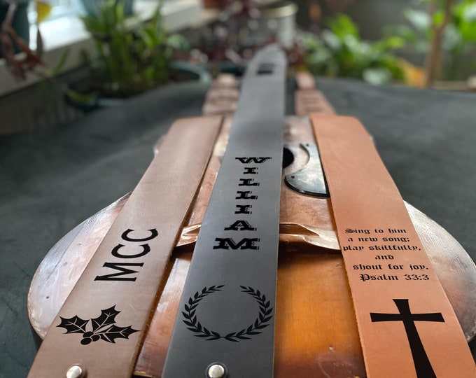 Personalized Leather Guitar Strap – Handmade, Custom Musician Gift