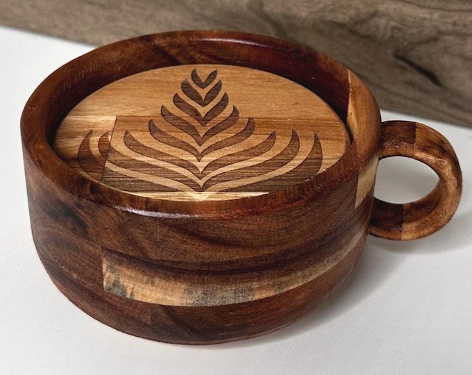 Latte Art Coffee Coasters Set /// Handmade