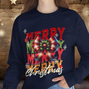 Merry Merry Christmas sweatshirt,Christmas Bow Crewneck Sweatshirt,cozy Xmas shirt,Holiday Pullover,Festive Sweater Top,Winter Apparel,gift