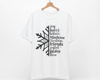 T-shirt à motif flocon de neige, vêtements de vacances d'hiver