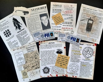 Second Set of Journal Pages PLUS Added Inserts, Newspaper Article, and Two Fake FBI IDs for your Supernatural Style Hunter's Journal