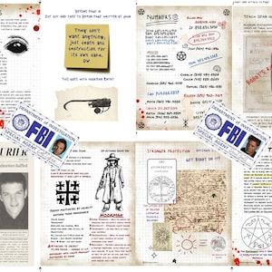2nd Set of Supernatural John Winchester Journal Pages PLUS Added Inserts, Newspaper Article, and Two Fake FBI IDs for your Hunter&#39;s Journal