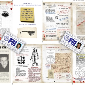 2nd Set of Supernatural John Winchester Journal Pages PLUS Added Inserts, Newspaper Article, and Two Fake FBI IDs