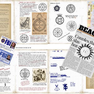 Décimo conjunto de páginas del diario de John Winchester sobrenatural MÁS 2 identificaciones falsas para tu diario de cazador de estilo sobrenatural