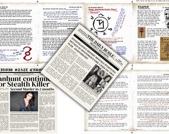 4.º conjunto de páginas del diario de John Winchester sobrenatural MÁS 2 artículos de periódico