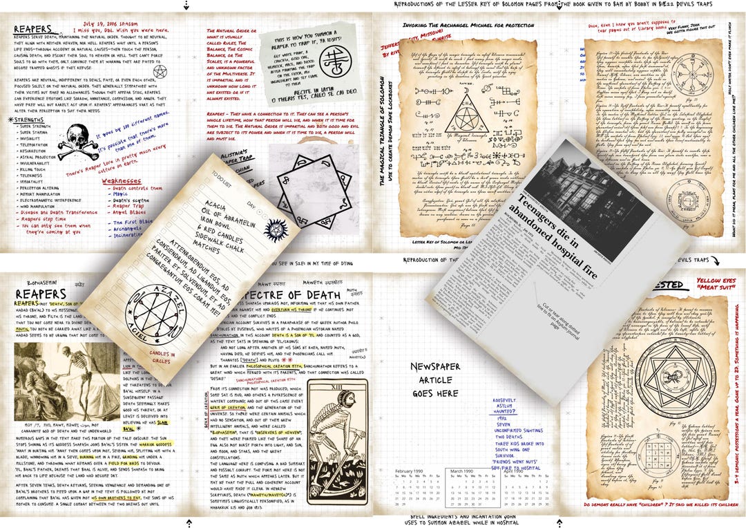 11th Set Supernatural John Winchester Journal Pages Plus Bonus Inserts 11th Set Supernatural John Winchester Journal Pages Plus Bonus Inserts