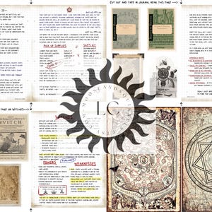 16.º conjunto de páginas del diario Supernatural de John Winchester MÁS INSERTOS ADICIONALES para su diario de cazador de estilo Supernatural