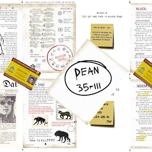 1st Set of Supernatural John Winchester Journal Pages PLUS NEWSPAPER Article, EXTRA Inserts and 2 Fake IDs for your Hunter&#39;s Journal