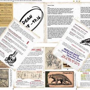 18th LAST Set of Supernatural John Winchester Journal Pages PLUS 10 INSERTS for your Supernatural Style Hunter&#39;s Journal