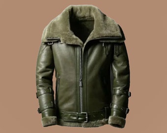 Herren RAF Echtleder B3 Bomber RAF Lederjacke, B3 Bomber Lederjacke, Flug-Kunstpelz-Cockpit-PIlot-Lederjacke, Geschenk für ihn