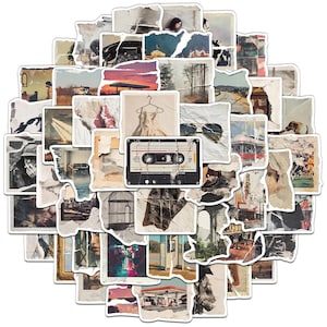 Vintage Collage Vinyl Stickers: 50 PCS Retro Art for Journals
