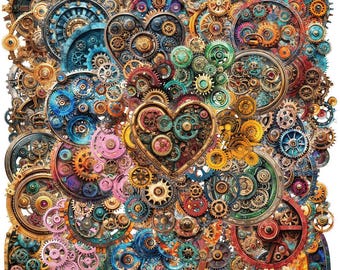 Steampunk Gear Stickers | 50 PCS Transparent PET Stickers