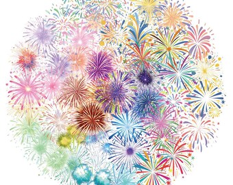 Fireworks Celebration Stickers – 50 pcs Transparent PET Set