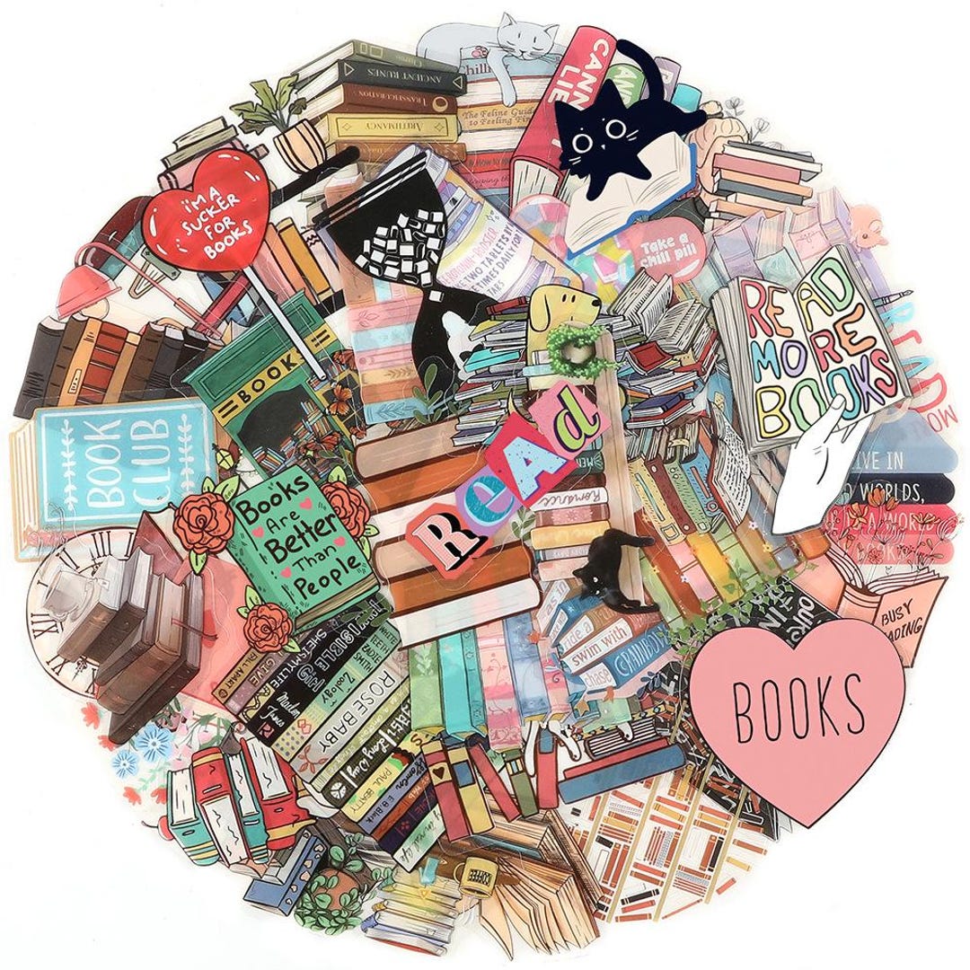 50 Book Lover Stickers – Aesthetic Book-themed Sticker Set for ...