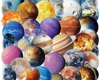 Galaxy Planet Stickers – 50 Transparent Space Decals