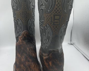 Exotic Cow Hair Brown/Black  mix color boots size 10