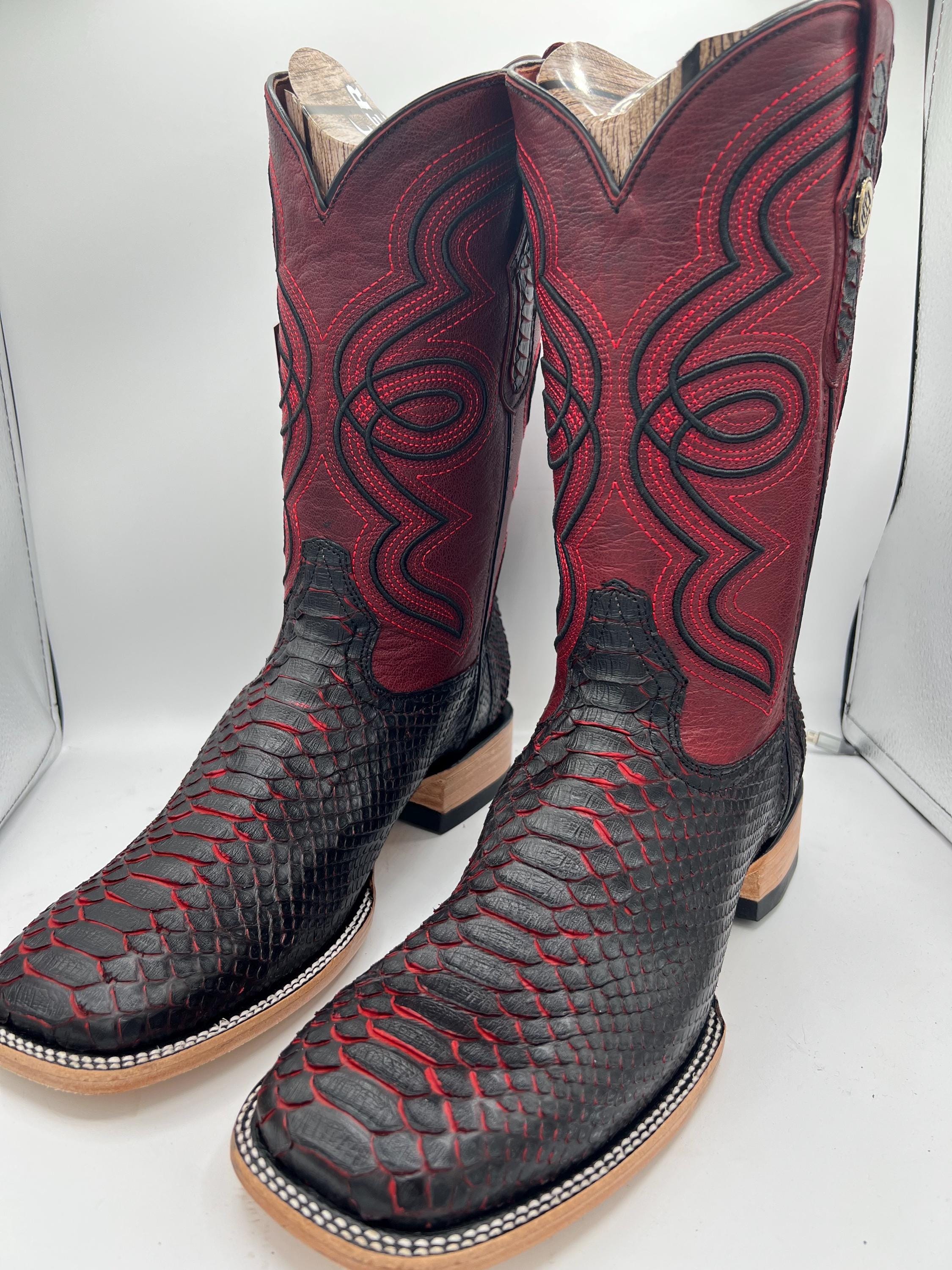 Exotic Python Original Snake Skin Dark Cherry Boots Size12 - Etsy