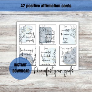 Affirmation Deck Instant Download for Daily Affirmations Self Love Cards Printable Vision Board Manifestation Cards for Well Being Download