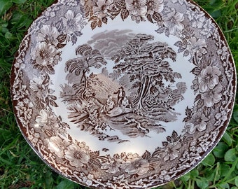 Plato llano Wedgwood en tonos marrones