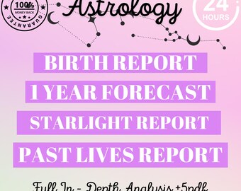 Astrology Birth Chart & Starseed Report, Past Lives Reading, Fixed Stars Natal Chart, Starseed Origins, 1 Year Forecast, PDF +10 pages