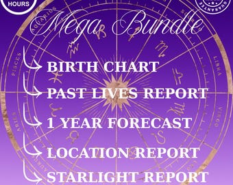 Astrology Bundle – Birth Chart & Natal Chart Reading, 1 Year Forecast (12 Month), Past Lives, Starseed Origins, Location Astrology PDF