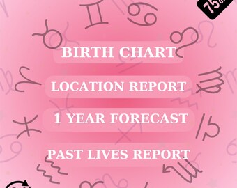 Astrology Bundle, Birth Chart, Natal Chart Reading, 1 Year Forecast (12 Month Prediction), Past Lives, Location Astrology PDF +10 pages