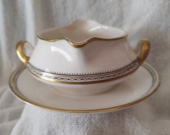 HOMER LAUGHLIN, Vintage, Gravy Boat with attached base. EMPRESS pattern,