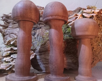 Hand crafted wooden walnut magic mushroom