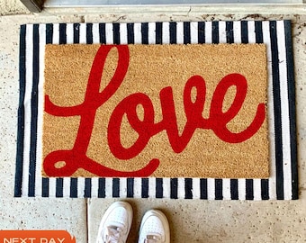 Love Valentine Doormat, Coir Doormat, New Home Decor, Housewarming Gift, Front Door Decor, Outdoor Mat, Home Gift, Unique Gift, Patio Decor